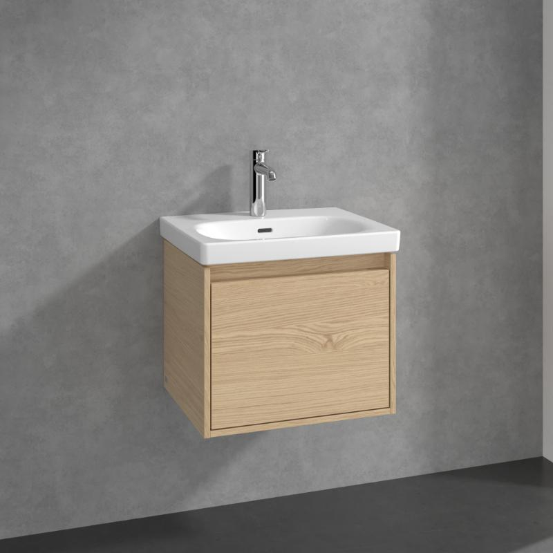 Mobilier suspendat pentru lavoar Villeroy&Boch Skyla, 1 sertar Soft Close, 55 cm, nordic oak